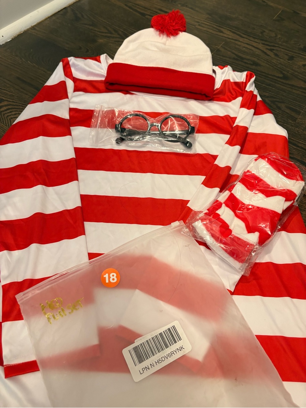 Adult-Medium Where’s Waldo type Costume - Picture 2 of 3